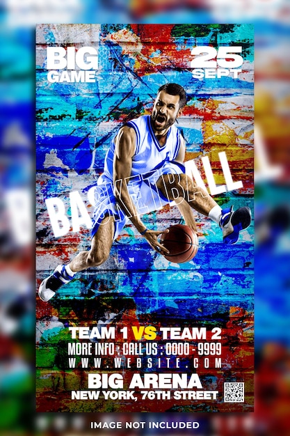 Modelo de história do Instagram de mídia social de torneio de basquete