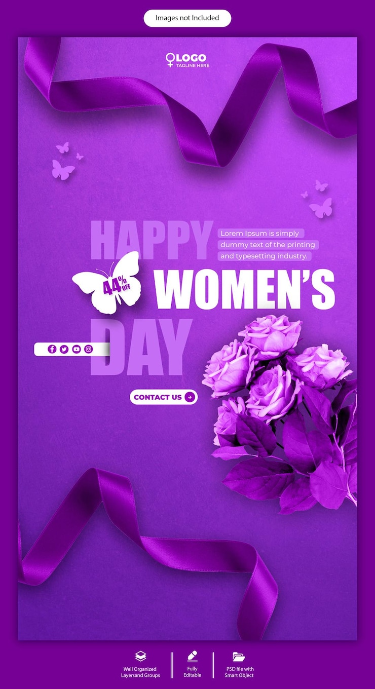PSD modelo de história do instagram do dia da mulher da psd