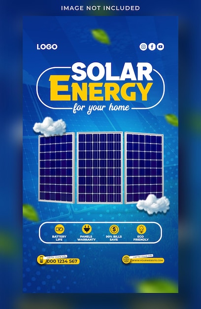 PSD modelo de história do instagram e banner de mídia para energia solar