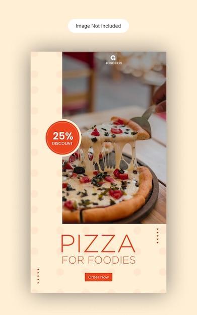 Modelo de história do instagram e do facebook de comida e pizza deliciosa