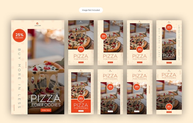 Modelo de história do Instagram e do Facebook de comida e pizza deliciosa