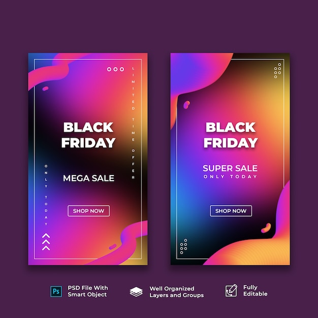 Modelo de história do Instagram gradiente preto sexta-feira