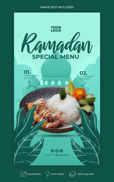 Modelo de história instagram de comida especial para ramadã