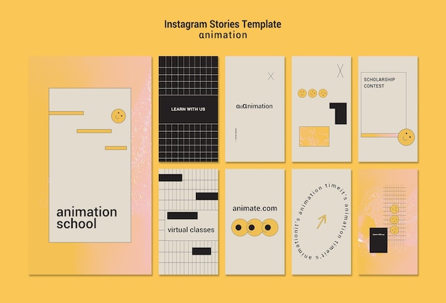 PSD modelo de histórias de animação instagram