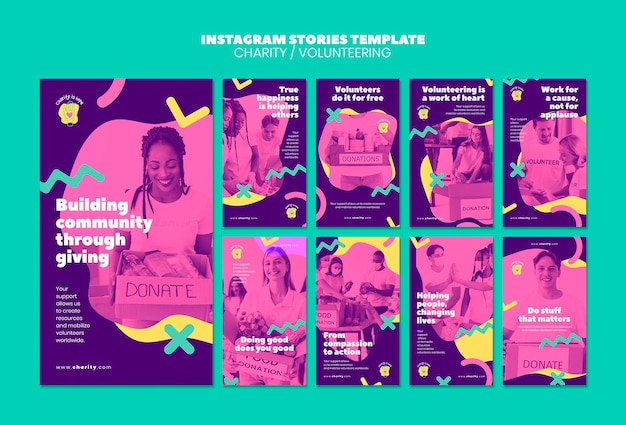 Modelo de histórias de caridade no Instagram