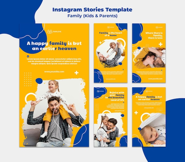 PSD modelo de histórias de família no instagram com foto