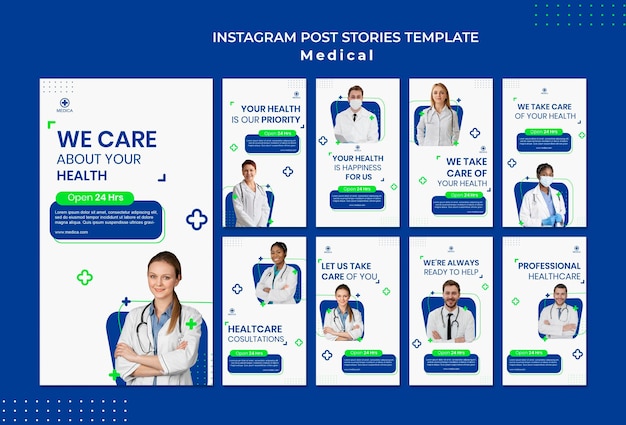 PSD modelo de histórias de instagram de assistência médica