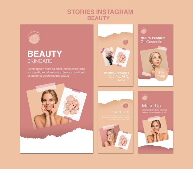 PSD modelo de histórias de instagram de conceito de beleza