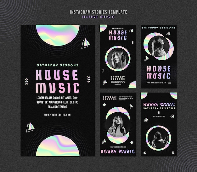 PSD modelo de histórias de instagram de música house