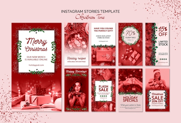 PSD modelo de histórias de instagram de natal