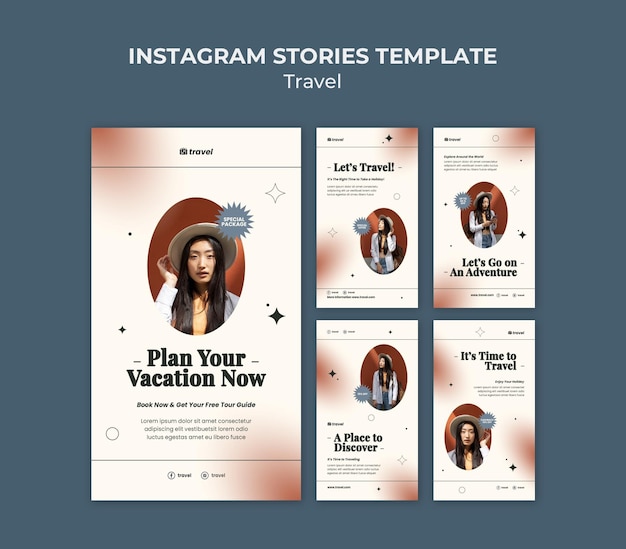 PSD modelo de histórias de instagram de tempo de viagem