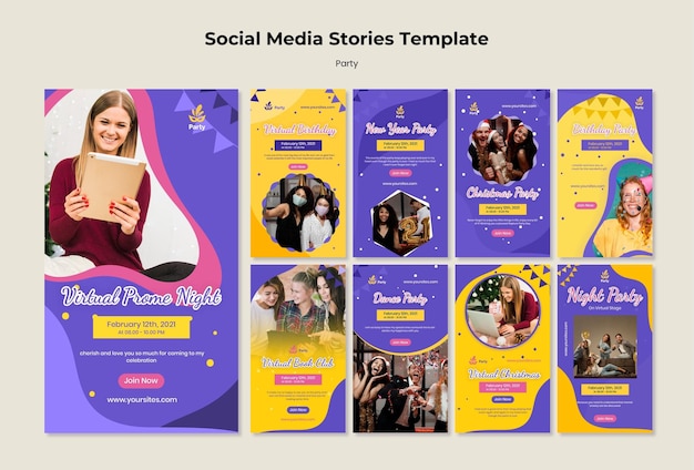 PSD modelo de histórias de instagram para festas