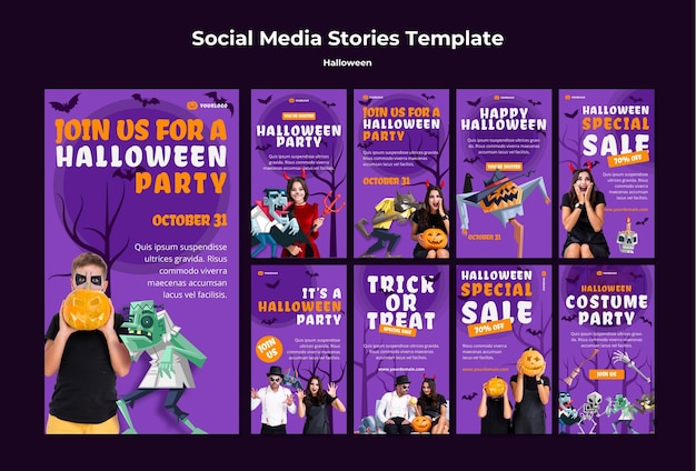 Modelo de histórias de mídia social do conceito de Halloween