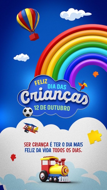 Modelo de histórias de mídia social instagram feliz dia das crianças 12 de outubro