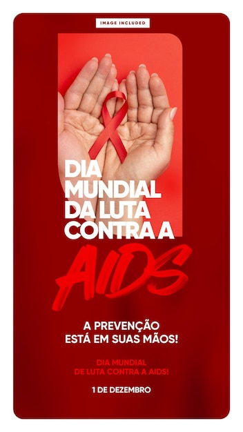 Modelo de histórias de mídia social sobre prevenção do dia mundial da aids