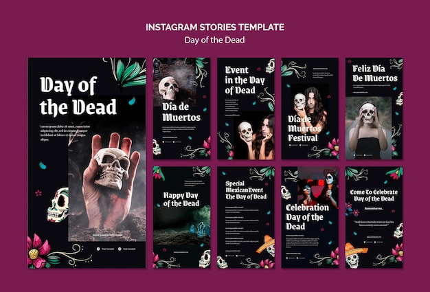 PSD modelo de histórias do dia dos mortos no instagram