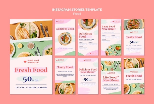 Modelo de histórias do instagram de alimentos frescos
