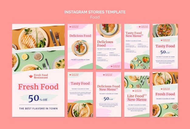 PSD modelo de histórias do instagram de alimentos frescos