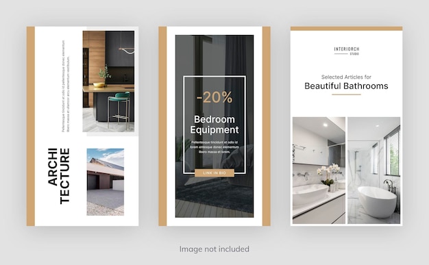 Modelo de histórias do instagram de arquitetura e design de interiores