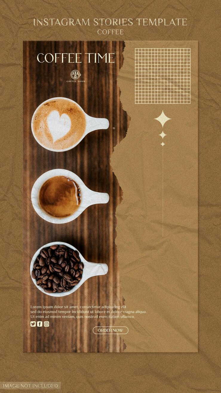 PSD modelo de histórias do instagram de cafeteria
