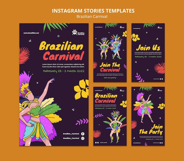 Modelo de histórias do Instagram de carnaval brasileiro