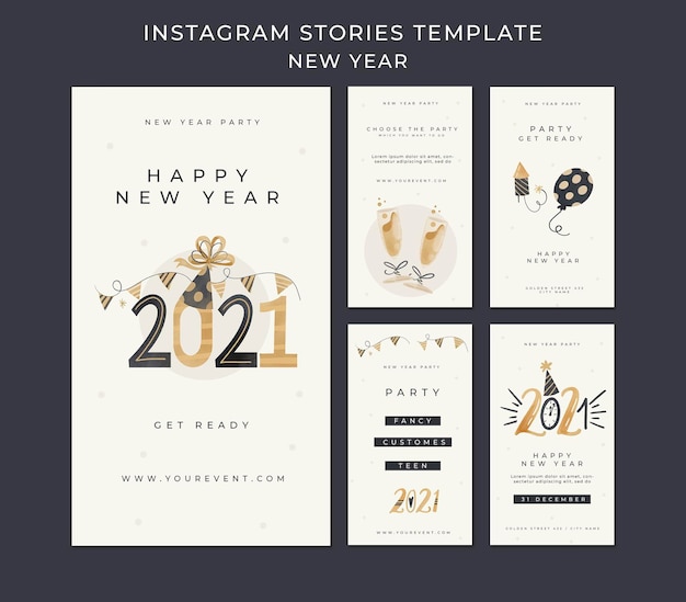 PSD modelo de histórias do instagram de conceito de ano novo