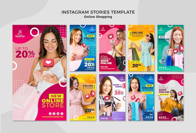 PSD modelo de histórias do instagram de conceito de compras online