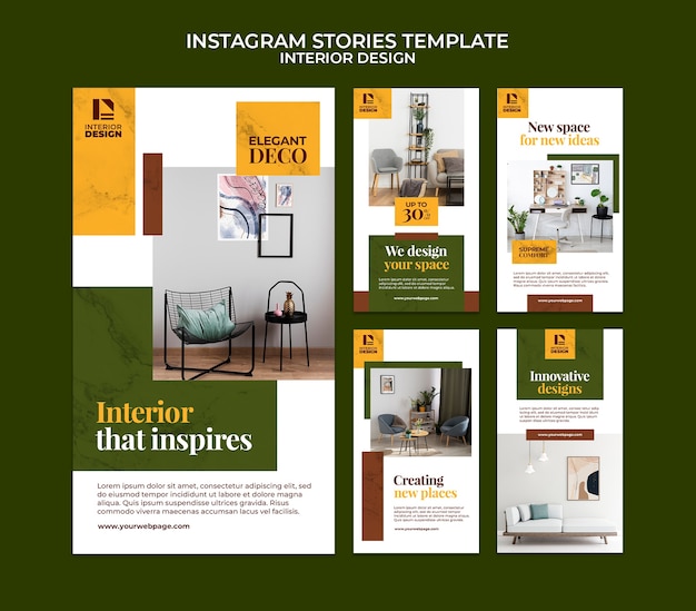 PSD modelo de histórias do instagram de design de interiores