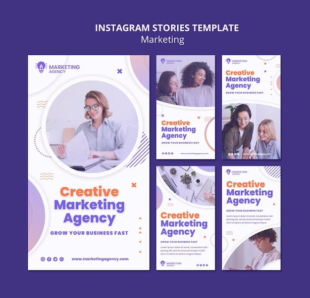 PSD modelo de histórias do instagram de marketing