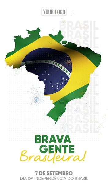 PSD modelo de histórias do instagram de mídia social independência do brasil bravo povo brasileiro!