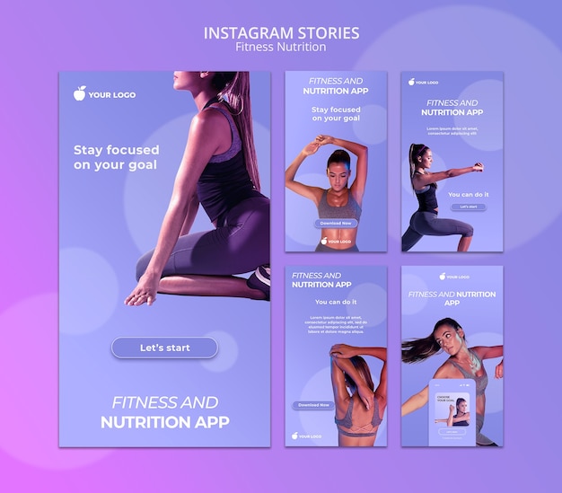 PSD modelo de histórias do instagram de nutrição fitness