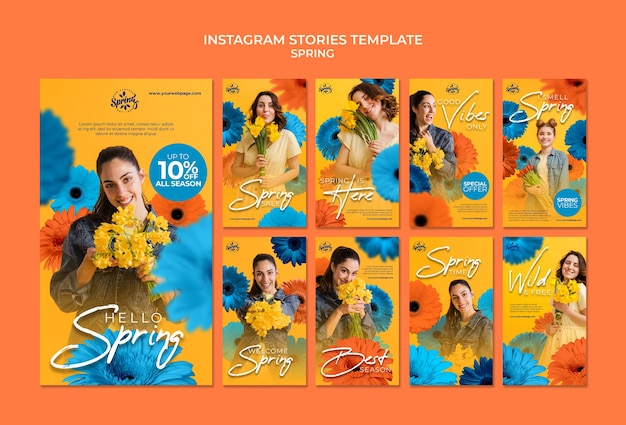 PSD modelo de histórias do instagram de primavera