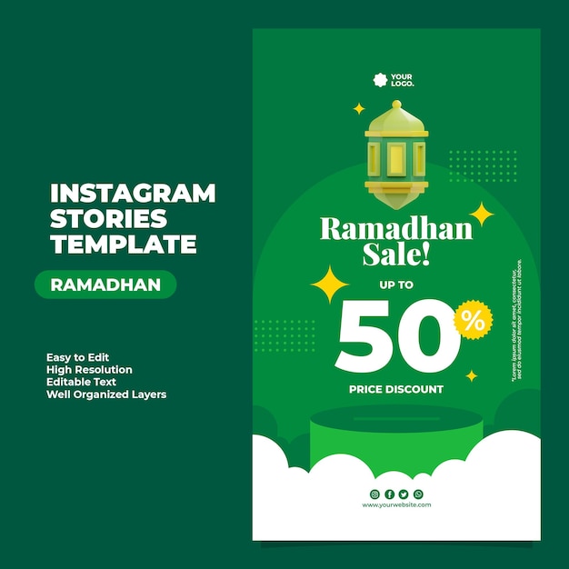 modelo de histórias do instagram de ramadan kareem mubarak de renderização 3D