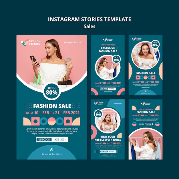 Modelo de histórias do instagram de venda de moda