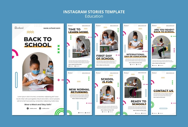Modelo de histórias do Instagram de volta às aulas