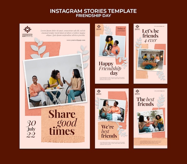 Modelo de histórias do instagram do dia da amizade