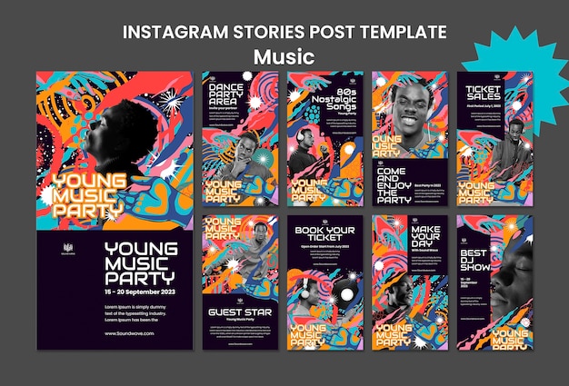 PSD modelo de histórias do instagram do festival de música