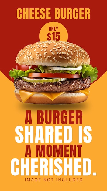 Modelo de histórias do instagram do psd cheese burger