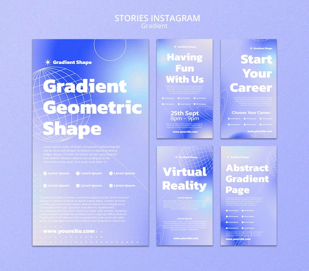 Modelo de histórias do instagram estilo gradiente