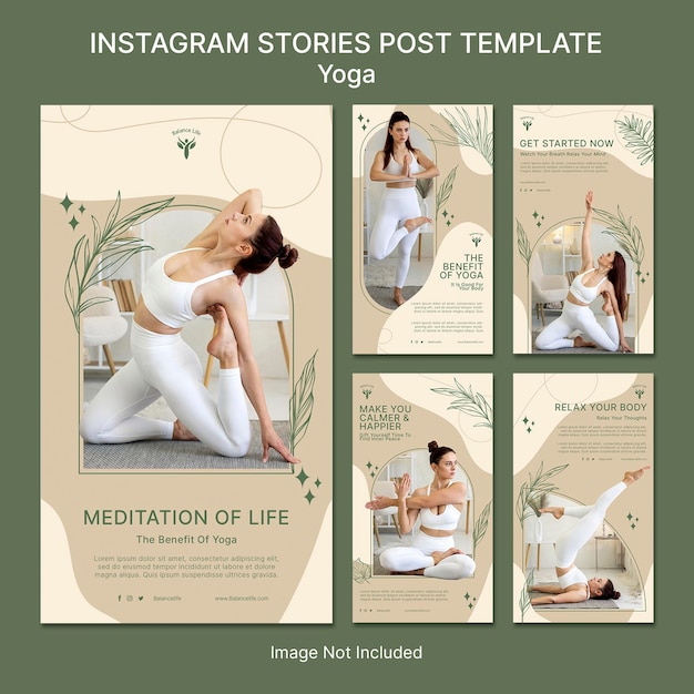 Modelo de histórias do Instagram Natureza Yoga Meditação Tom de terra