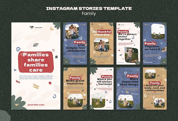 PSD modelo de histórias do instagram para cuidados com famílias