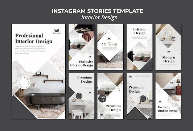 PSD modelo de histórias do instagram para design de interiores