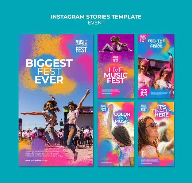 Modelo de histórias do Instagram para festival de música