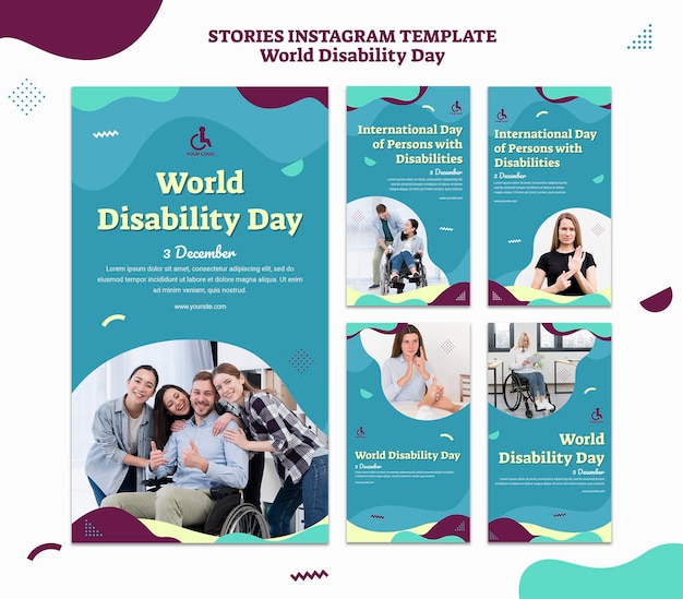 Modelo de histórias do Instagram para o Dia Mundial da Deficiência