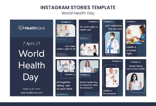 Modelo de histórias do Instagram para o Dia Mundial da Saúde com foto