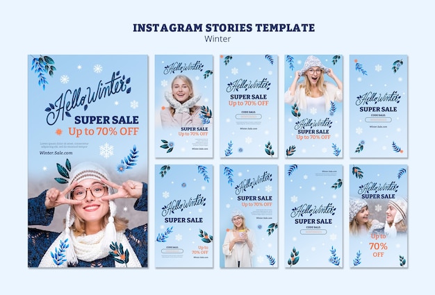 PSD modelo de histórias do instagram para temporada de inverno