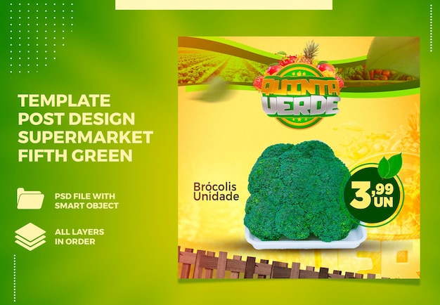 Modelo de hortifruti quarta bandeira verde para composição no brasil