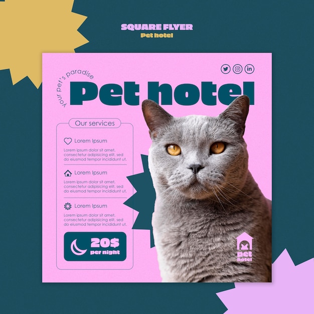 PSD modelo de hotel para animais de estimação de design plano