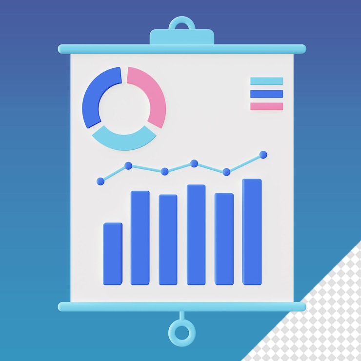 PSD modelo de ícones gráficos de estatísticas de gráfico de apresentação 3d render para designs de aplicativos móveis da web ui ux