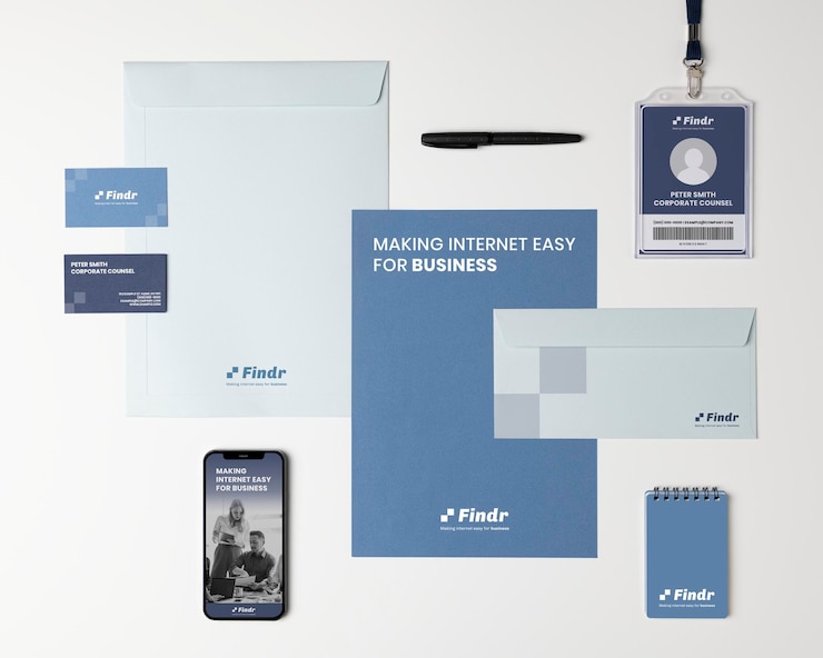 PSD modelo de identidade corporativa azul marca de negócios de papelaria profissional design plano